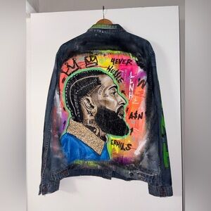 Nipsey Hussle Hand Painted Jean Jacket Large Unisex
